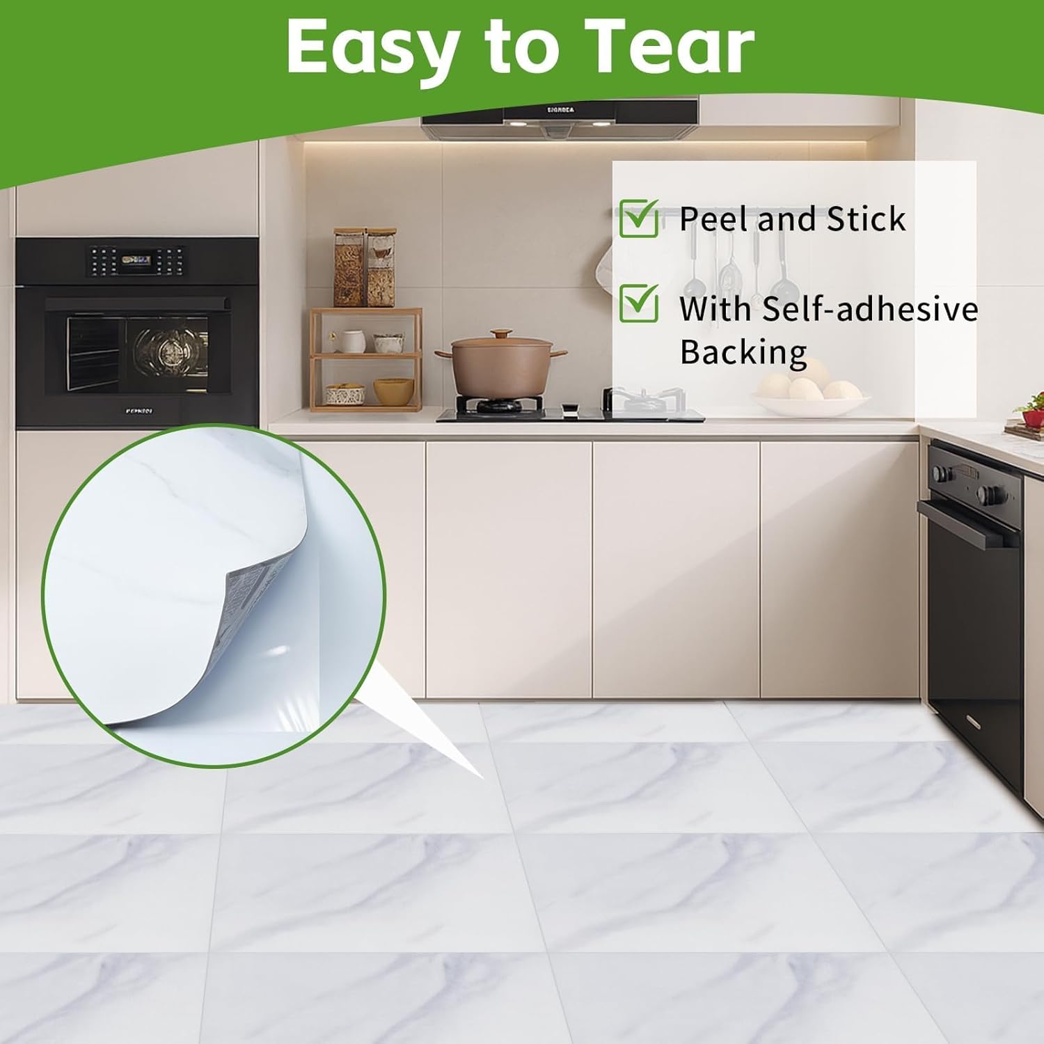 100Pcs Self Adhesive Peel and Stick Floor Tile, 12 x 12 Inch Vinyl FlooringTile Sticker, Waterproof Peel and Stick Floor DIY for Bedroom, Bathroom and Living Room, Marble Style