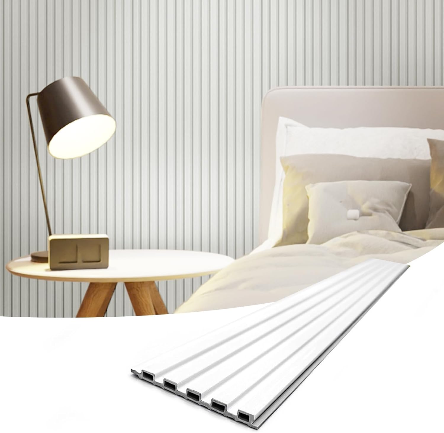 Art3d Slat Wall Panels, WPC Soundproof 3D Wall Paneling for Interior Wall Decor, TV Background, 8-Pack 96 x 6 in. Teak