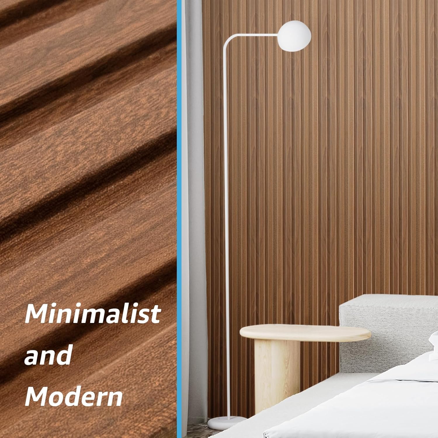 Art3d Slat Wall Panels, WPC Soundproof 3D Wall Paneling for Interior Wall Decor, TV Background, 8-Pack 96 x 6 in. Teak