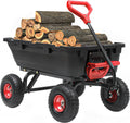 1200lbs Garden Dump Cart,7 Cu.Ft Utility Wagon Cart with Hitch,Heavy Duty Yard Dump Wagon Wheelbarrows with 13" All Terrain Wheels & 2-in-1 Handle,Tow Behind for Lawn Mower Tractor ATV