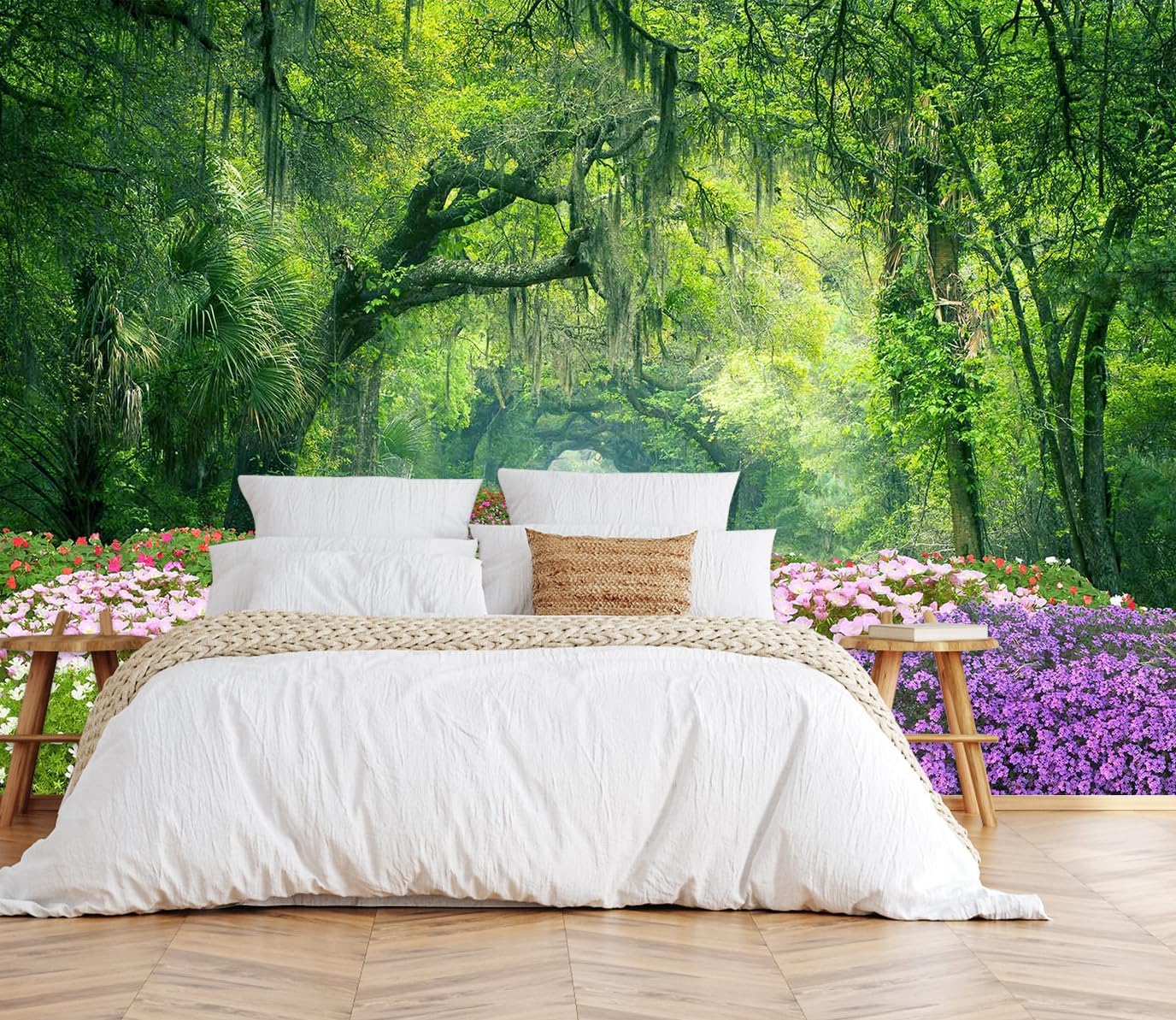 3D Wallpaper Illustration Beige Background Large White Abstract Gold Leaf Flower for Living Room Bedroom Backdrop Decoration（Non-self-Adhesive）