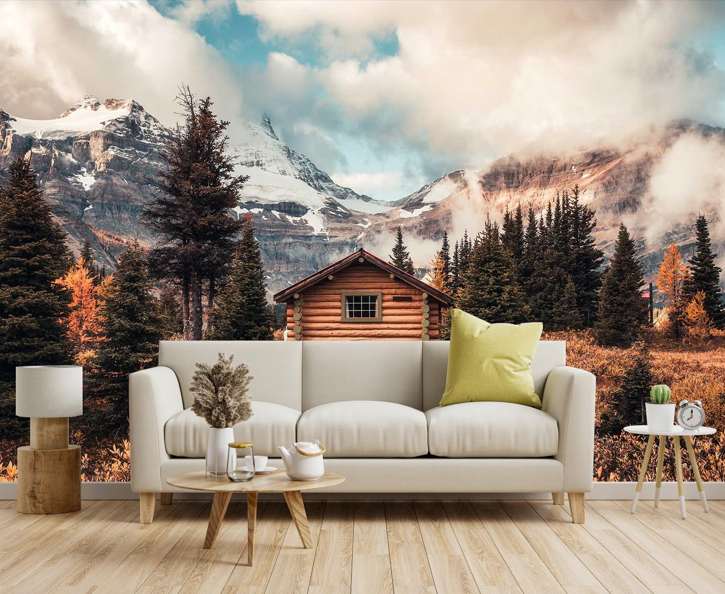 3D Wallpaper Illustration Beige Background Large White Abstract Gold Leaf Flower for Living Room Bedroom Backdrop Decoration（Non-self-Adhesive）