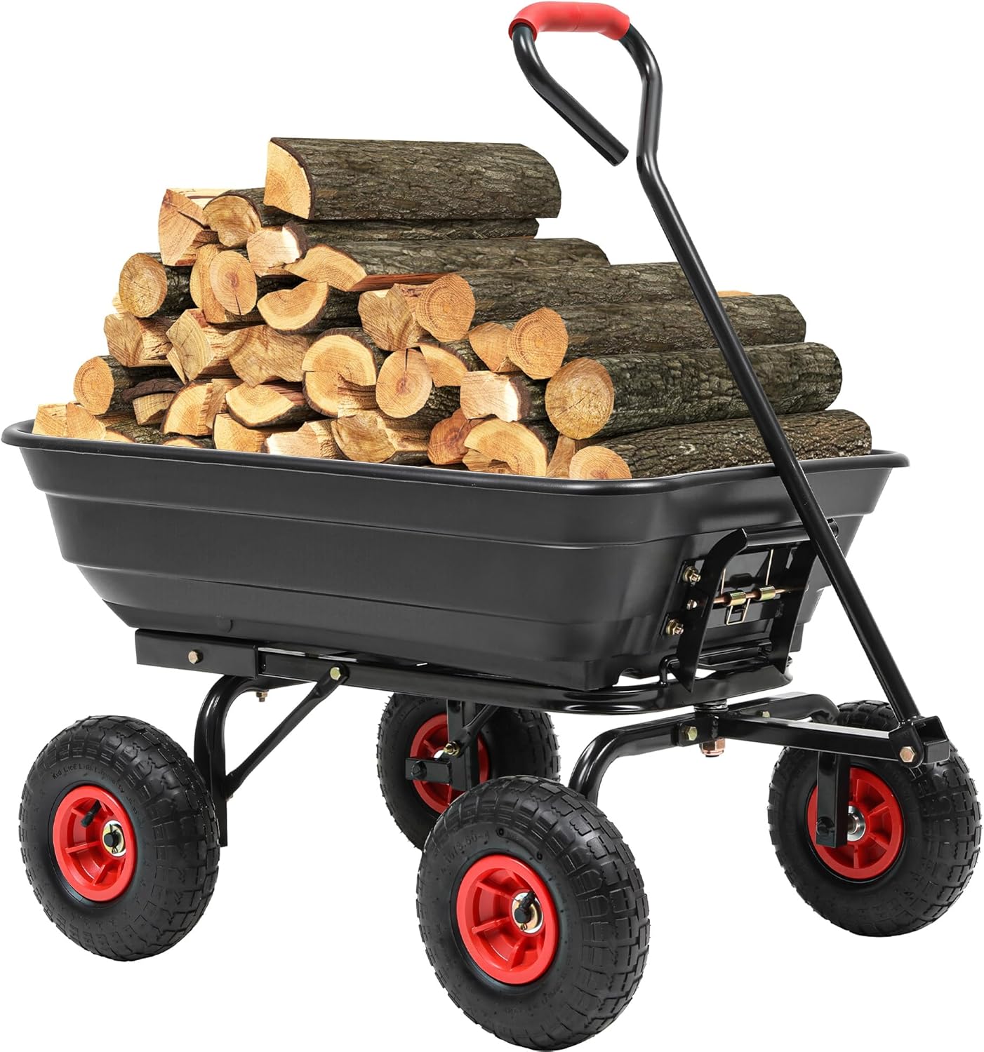 1200lbs Garden Dump Cart,7 Cu.Ft Utility Wagon Cart with Hitch,Heavy Duty Yard Dump Wagon Wheelbarrows with 13" All Terrain Wheels & 2-in-1 Handle,Tow Behind for Lawn Mower Tractor ATV