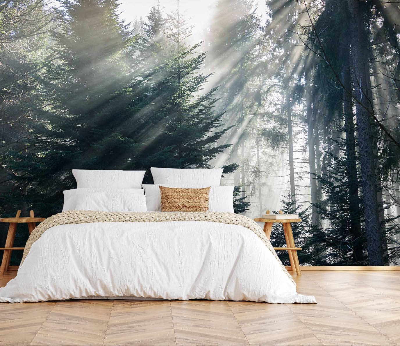 3D Wallpaper Illustration Beige Background Large White Abstract Gold Leaf Flower for Living Room Bedroom Backdrop Decoration（Non-self-Adhesive）